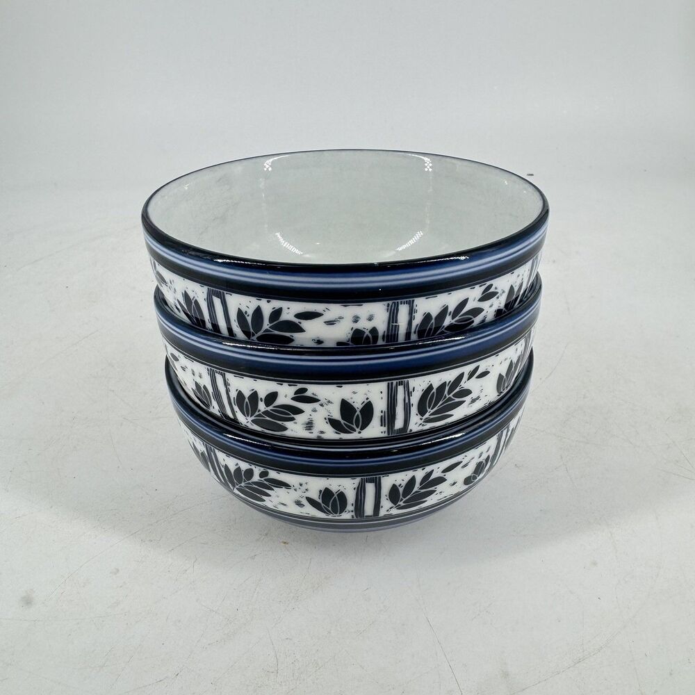 Dansk Ceylon Cereal Bowls 5 1/8” Set of 3 Blue White KW/NR Japan Vintage